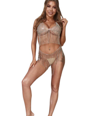 14609 - rhinestone top and skirt set