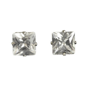 20378 - SQ CZ Stud - acrylic boxed (8mm / 2 CT)