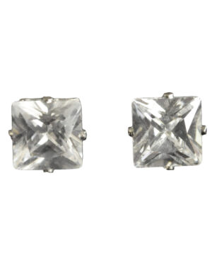20378 - SQ CZ Stud - acrylic boxed (8mm / 2 CT)