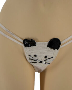 8417 - Sequin Kittie Thong - White/Black