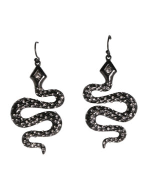 21986 - Rhinestone Snake Earrings - Burnished Silver with Clr stones