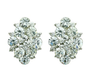 22521 - Rhinestone Rhombus Clip Earrings - CLR