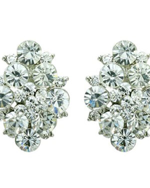 22521 - Rhinestone Rhombus Clip Earrings - CLR