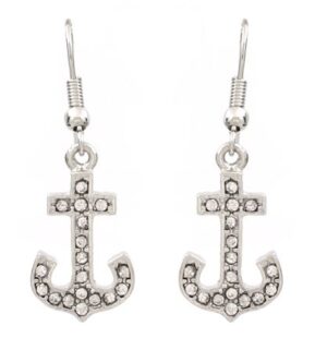 22865 - Rhinestone anchor earrings