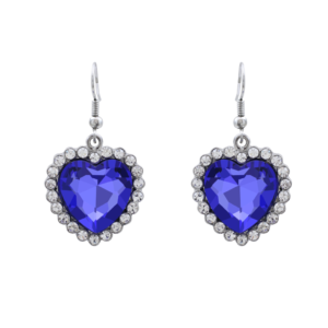 23097 - Rhinestone 16mm BLUE heart earring