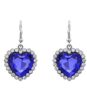23097 - Rhinestone 16mm BLUE heart earring