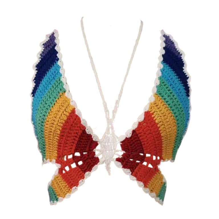 7134 - Rainbow Butterfly Crochet Top