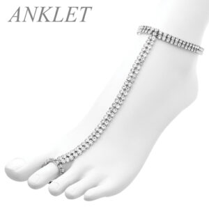 82551 - Slave Anklet, Sil, RS, 2 line, 10" stretch