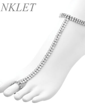 82551 - Slave Anklet, Sil, RS, 2 line, 10" stretch