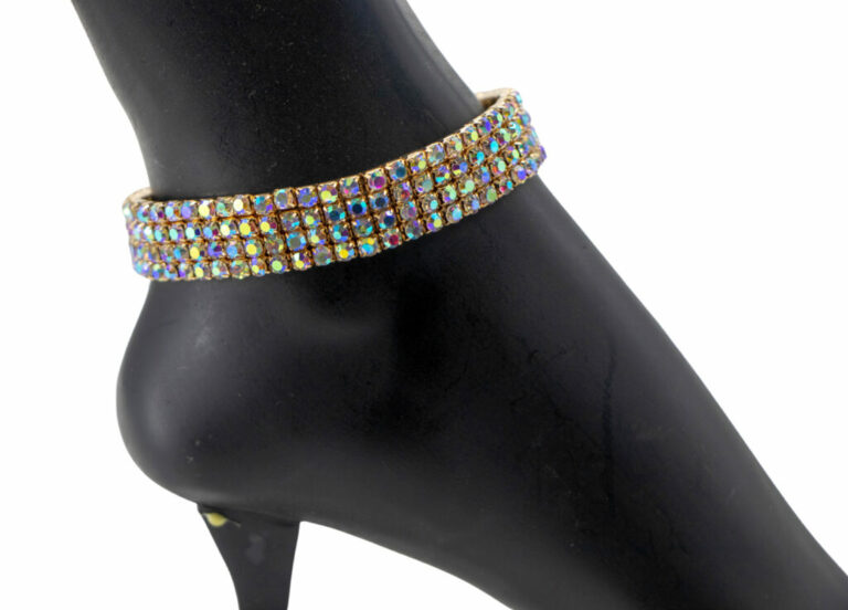 8324 - Rhinestone Stretchy Anklet - 4 Rows - Image 3