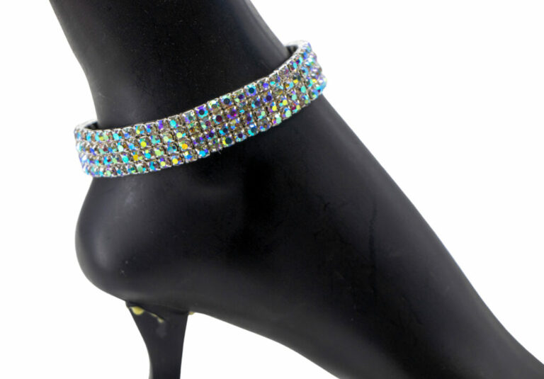 8324 - Rhinestone Stretchy Anklet - 4 Rows - Image 4