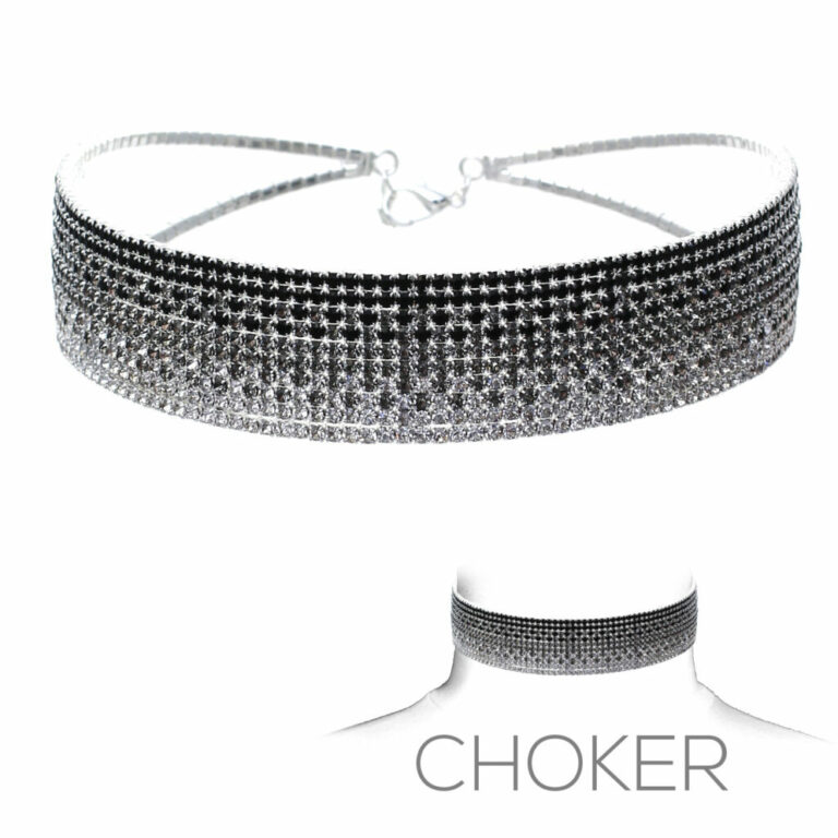 16240 - Black Ombre Rhinestone Choker - Image 2
