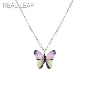 17340 - Filigree Butterfly necklace made by real leaf, 16+3in, 1.19x1.05in, black multi