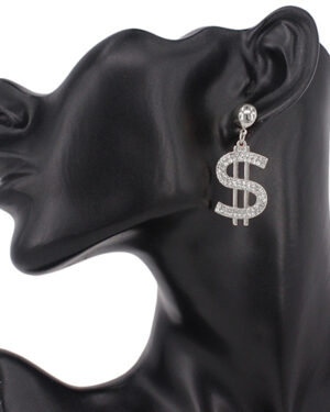 KE3306 - Earring silver " $ " dollar sign