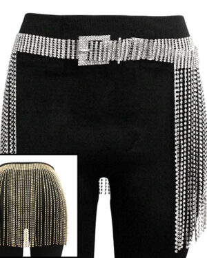 KM2827 - Rhinestone fringed Belt, Silver