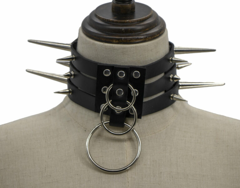 NK3002 - 3 Ring Choker with Spikes - Image 3