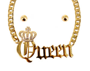 RN1022 - Necklace chunky chain gold  " Queen"