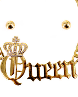 RN1022 - Necklace chunky chain gold  " Queen"