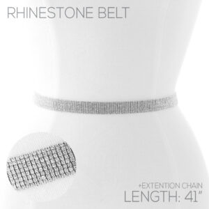 BL52 - 8 Row rhinestone belt, 41" + 12" extension, gold