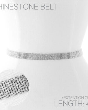 BL52 - 8 Row rhinestone belt, 41" + 12" extension, gold