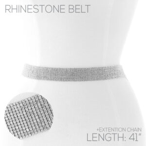 BL53 - 13 row rhinestone belt, 41" + extension, gold