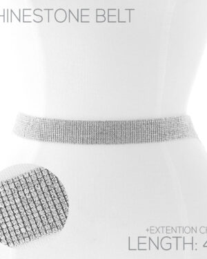 BL53 - 13 row rhinestone belt, 41" + extension, gold