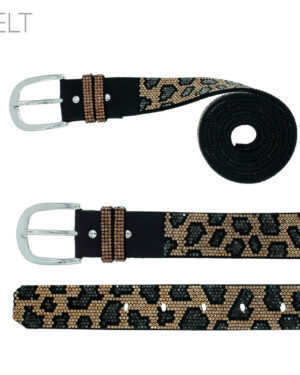 BL59 - Rhinestone Leopard Crystal Belt w/buckle, 45"