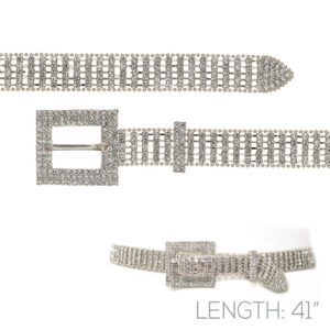 BL64 - 5 row rhinestone belt with ball chain frame, silver, 41"