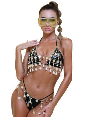 14675 - pearl, disc bra top and belt