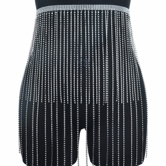 14690 - waterfall rhinestone fringed belt - Image 7