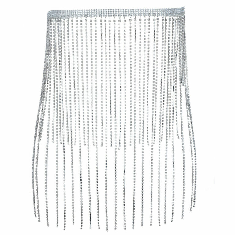 14690 - waterfall rhinestone fringed belt - Image 10