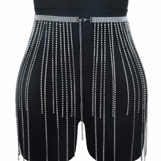 14690 - waterfall rhinestone fringed belt - Image 8