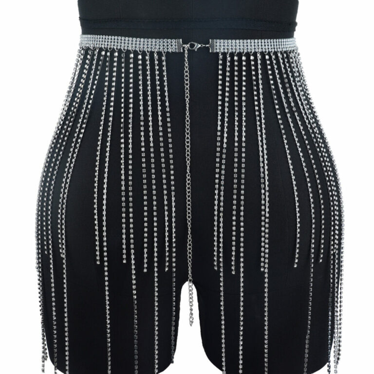 14690 - waterfall rhinestone fringed belt - Image 8
