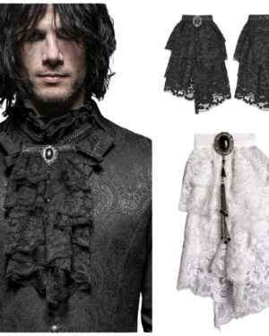 200107 - Lace Necktie / Jabot, Black, one size