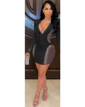 7191 - Rhinestone Mesh Dress