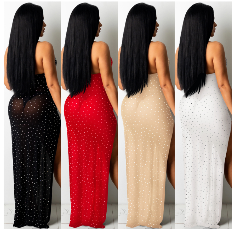 7192 - Rhinestone Mesh Dress - Image 3