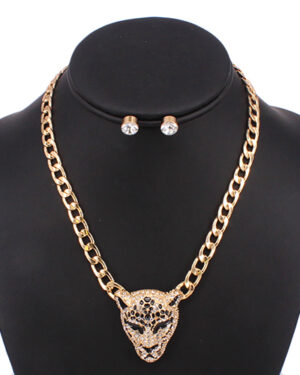 KS5204 - Neckalce Set Full Crystal Leopard, Gold