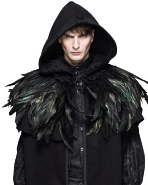 CA11 - Gothic Dark Green Feather cape