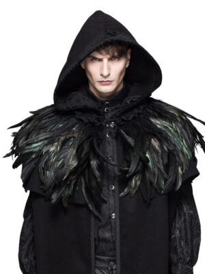 CA11 - Gothic Dark Green Feather cape