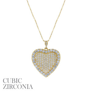 17617 - g cz Pave Heart Pendant Neck