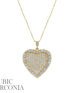 17617 - g cz Pave Heart Pendant Neck