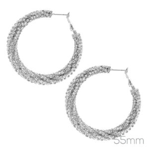 27404 - 55mm crystal wrapped hoop earring