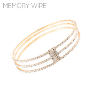 84068 - 3 Rows Rhinestone Memory Wire Arm Cuff