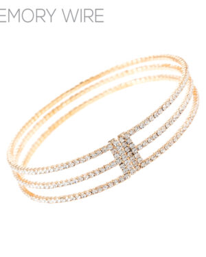 84068 - 3 Rows Rhinestone Memory Wire Arm Cuff