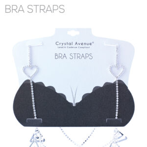 94018 - Rhinestone Bra Strap 1 Row with Heart Shape - Silver