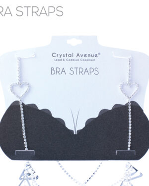 94018 - Rhinestone Bra Strap 1 Row with Heart Shape - Silver