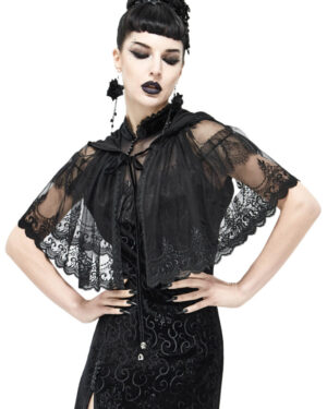 CA22 - Black lace hooded Cape