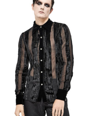 SHT063 - see thru velvet shirt
