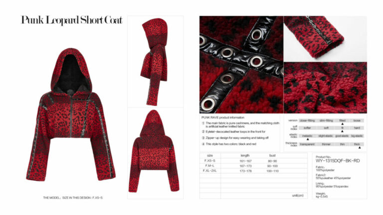WY1315 - Red Leopard Print Jacket - Image 12