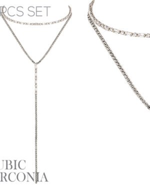 17816 - s rs cz 2 choker T collar set
